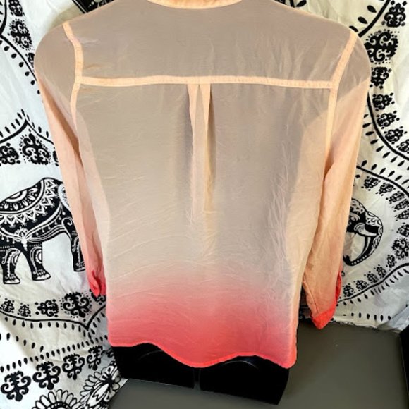 Women's Ombre sheer Button Down Shirt - Picture 2 of 3